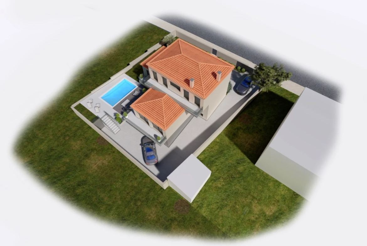 Bela moradia com piscina perto da praia.